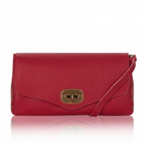 Twistlock Studded Leather Bag - Red